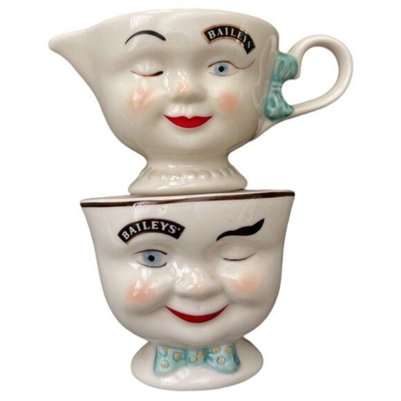 VINTAGE 1996 LIMITED EDITION BAILEYS “MR & MRS YUM” WINKING MUGS - Picture 1 of 8